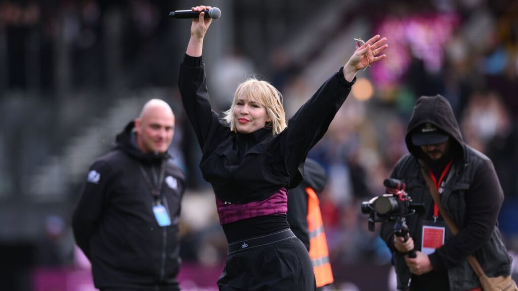 Burnley celebrate promotion by singing with Natasha Bedingfield