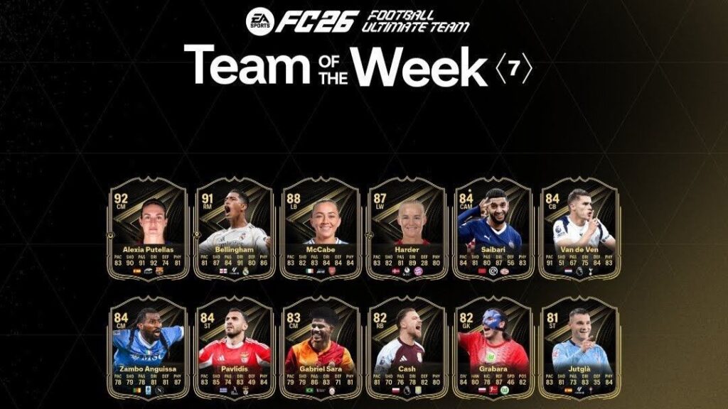 Bellingham, Putellas prime Crew of the Week 7 in EA FC 26 Bellingham, Putellas top Team of the Week 7 in EA FC 26