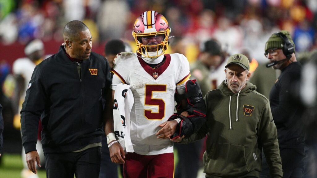 Sources: No ligament injury or surgical procedure for Commanders QB Daniels Commanders' Dan Quinn says he left Jayden Daniels in too long