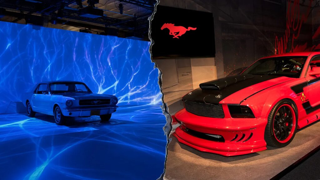 New Mustang exhibit options Hollywood vehicles and immersive sensory know-how New Mustang exhibit features Hollywood cars and immersive sensory technology