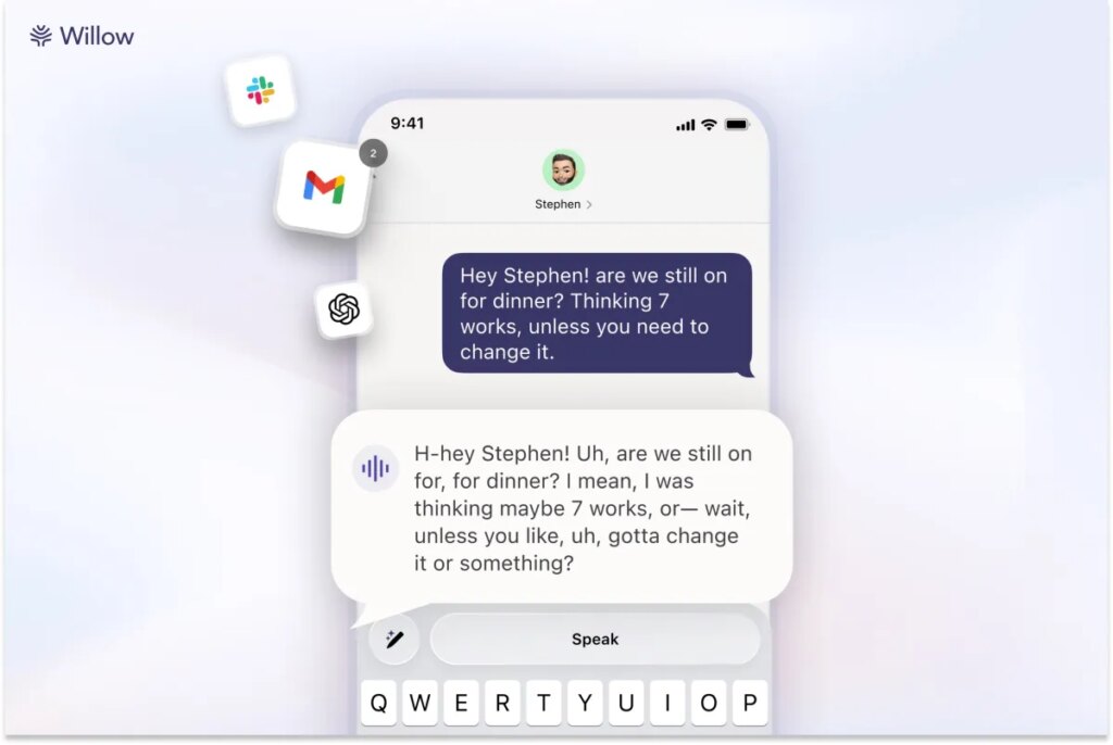 Willow’s voice keyboard permits you to kind throughout all of your iOS apps — and truly edit what you mentioned Willow's voice keyboard lets you type across all your iOS apps -- and actually edit what you said