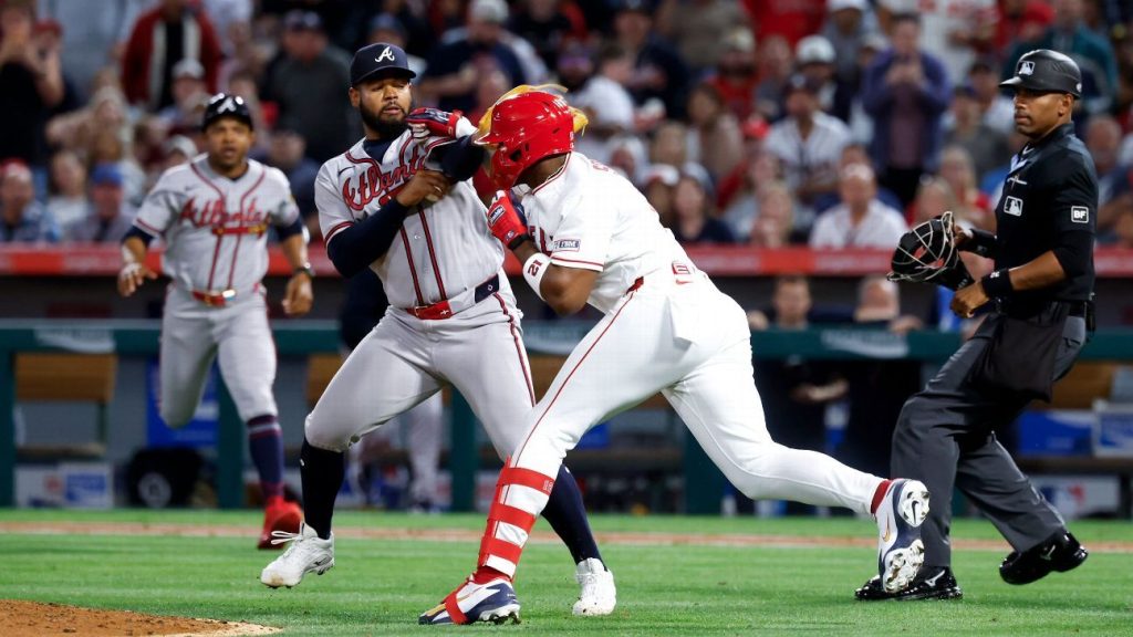 Angels' Soler, Braves' Lopez ejected as benches clear in brawl