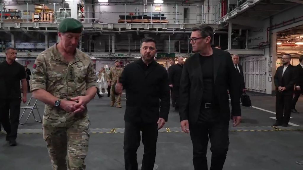 Burnham hosts Zelensky on British aircraft carrier
