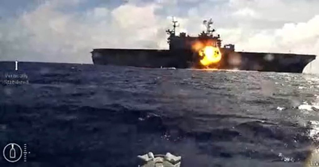 Naval drones attack and sink American assault ship in exercise