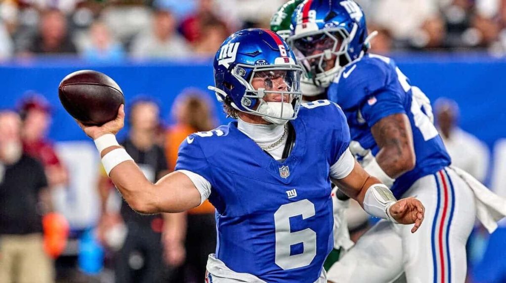 Jaxson Dart injury update: Harbaugh discusses QB's knee problem as Giants blown away by Rams on MNF