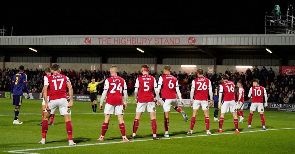 WATCH: Bizarre scenes as Fleetwood vs Arsenal play stopped minutes in due to drone over stadium